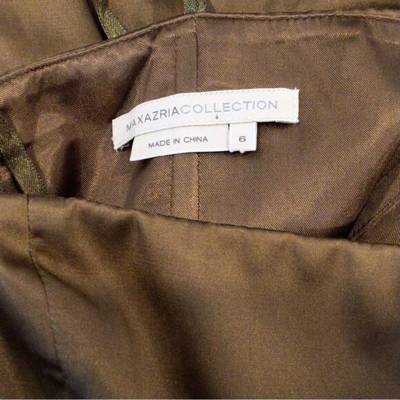 MAXAZRIA COLLECTION Chocolate Pintuck Bubble Hem Strapless Side Bow Dress  S - Picture 6 of 7